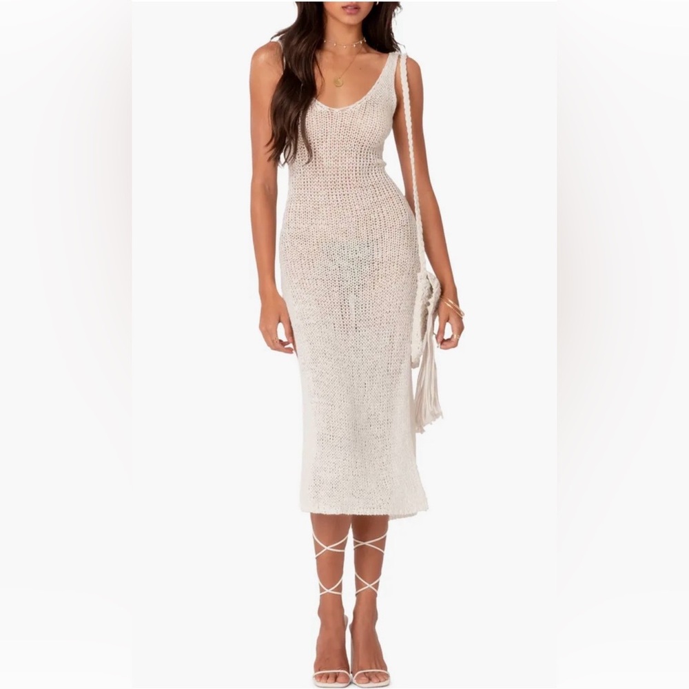 Women's Cream Crochet Beach Cover-Up Dress